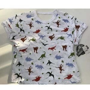 Jurassic World Cropped White Graphic Tee Dino